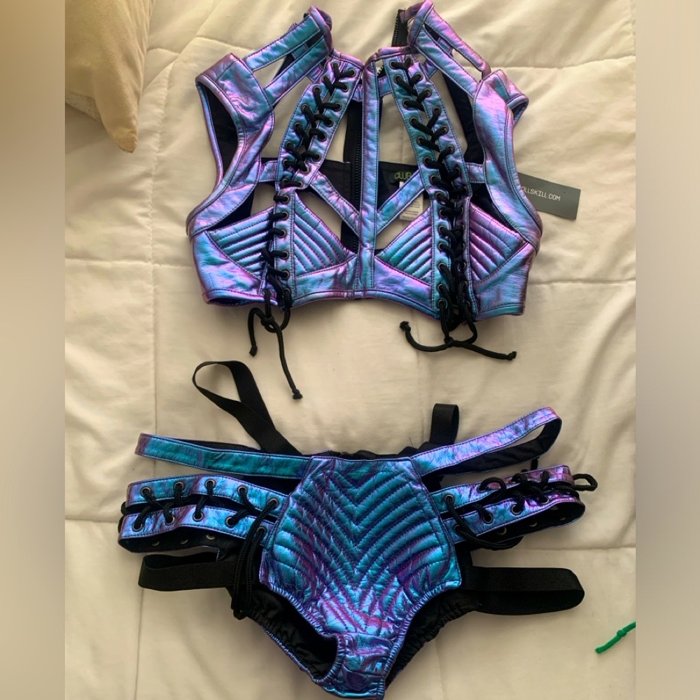 *NEW* Club Exx Dolls Kill Indigo Rave Festival Set includes top and bottoms!